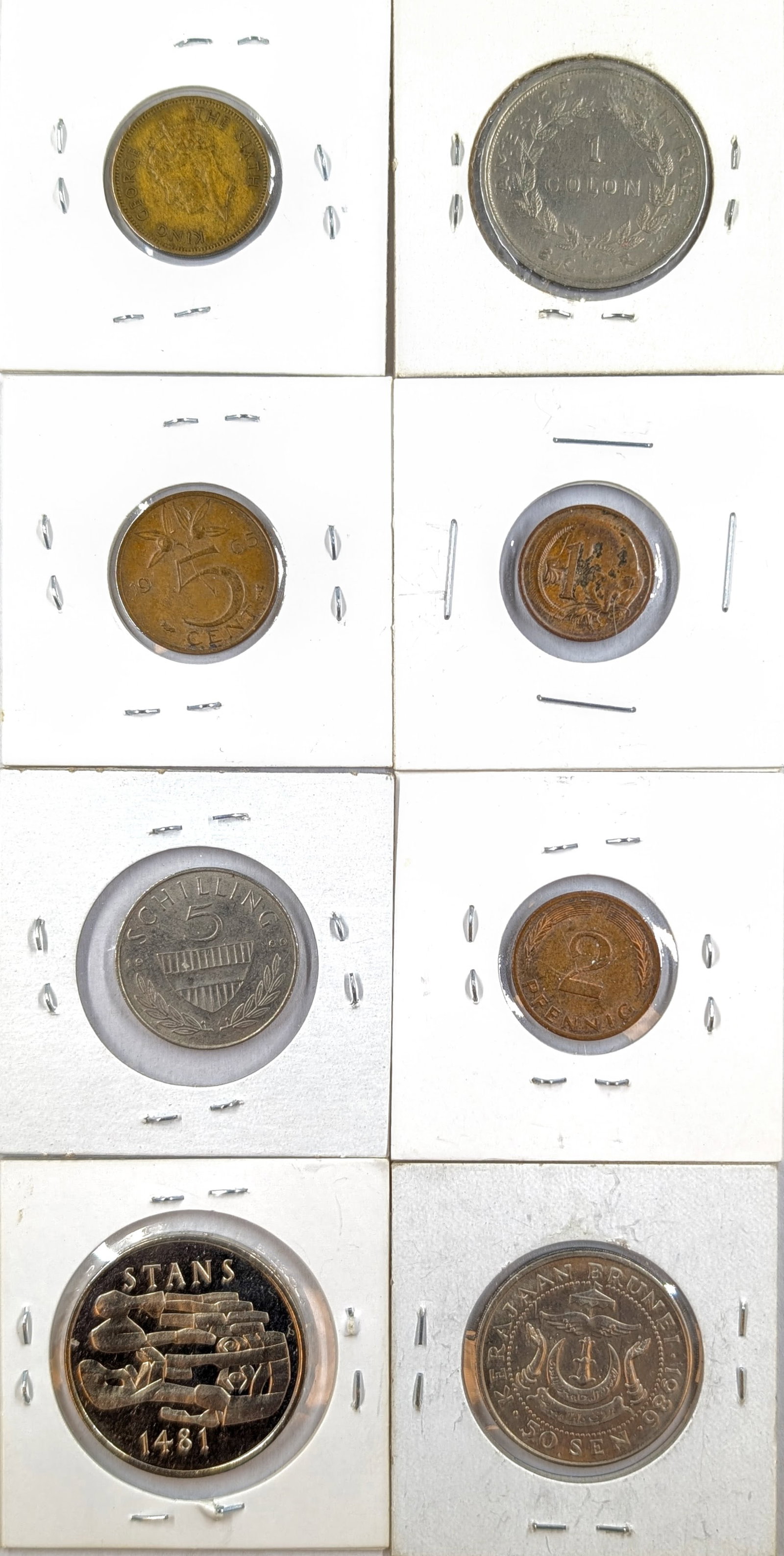 Lot of 8 Foreign Coins- Hong Kong, Costa Rica, Austria, etc - 2