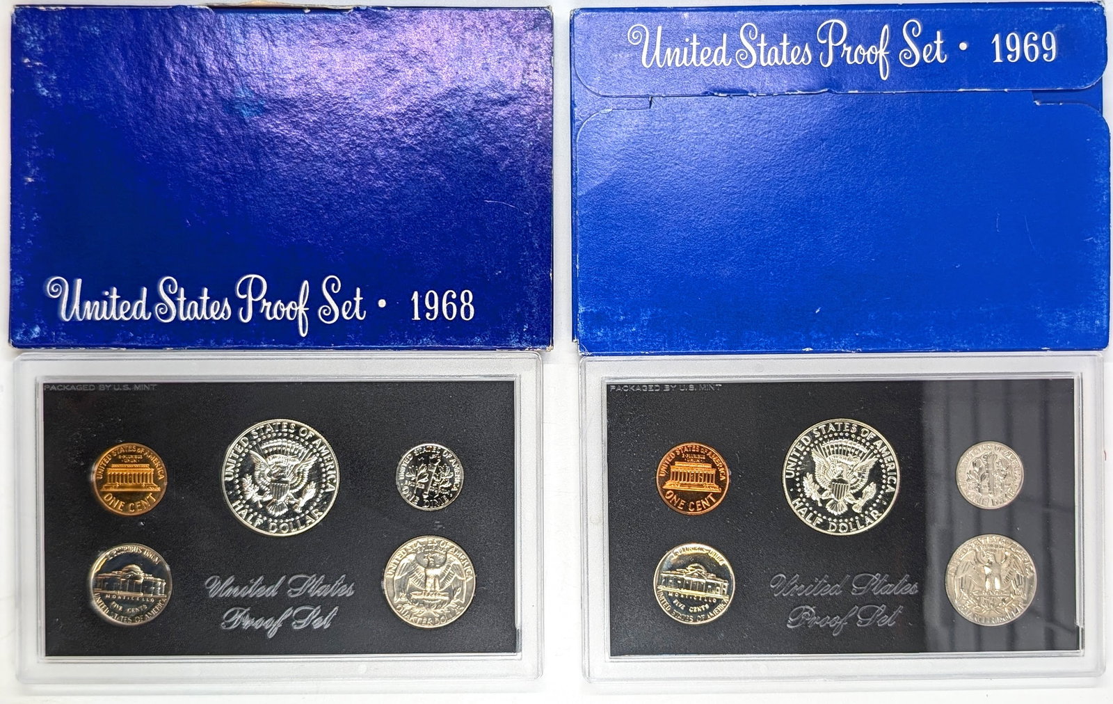 Lot of 2- US Mint Proof Sets w/ Silver JFK Halfs- 1968, 1969 - 2