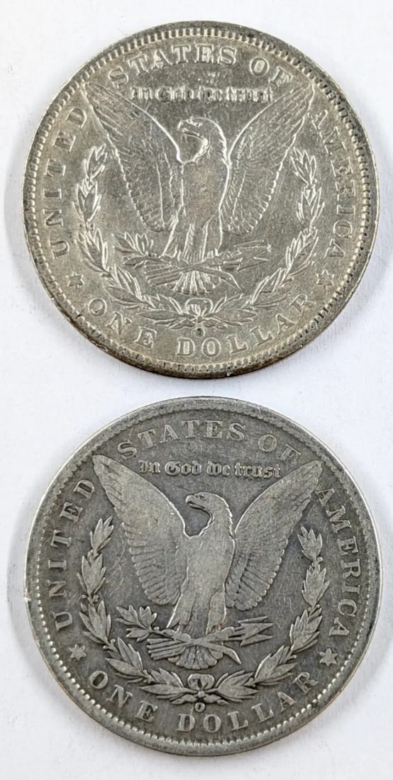 Lot of 2 Morgan Silver Dollars - 1887-O, 1889-O - 2