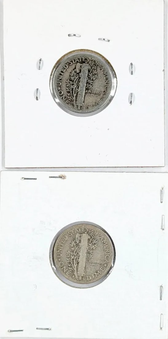 Lot of 2 Silver Mercury Dimes - 1935 P/S - 2