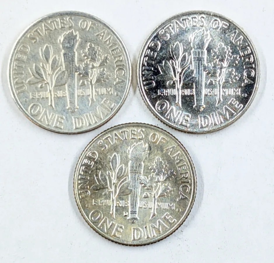 Lot of 3 Silver Roosevelt Dimes - 1915, 1960, 1962-D - 2
