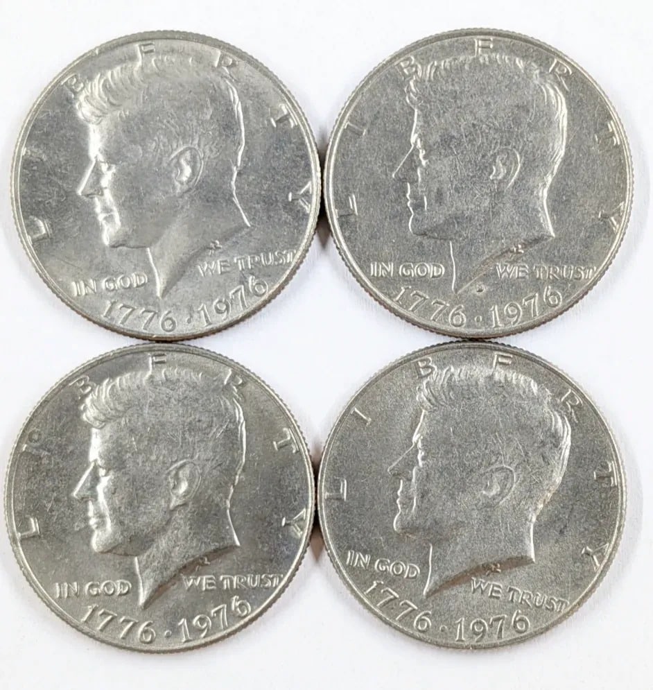 Lot of 4- 1976 Bicentennial John F Kennedy Half Dollars: Most Uncirculated