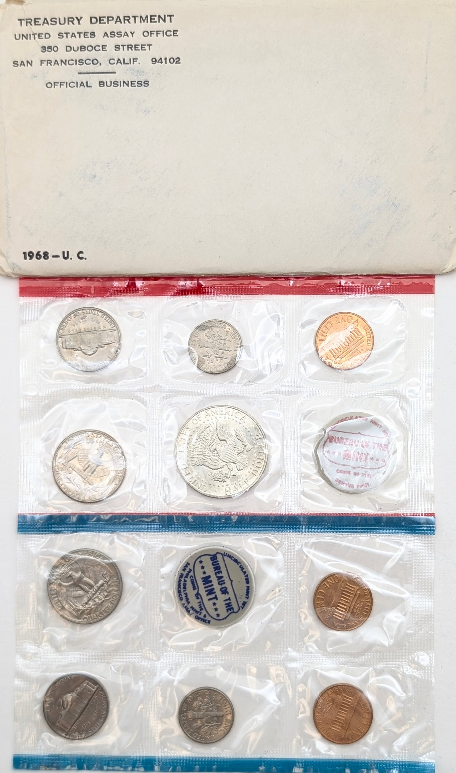 1968 US Mint Uncirculated Set w/ Silver JFK Half - 2