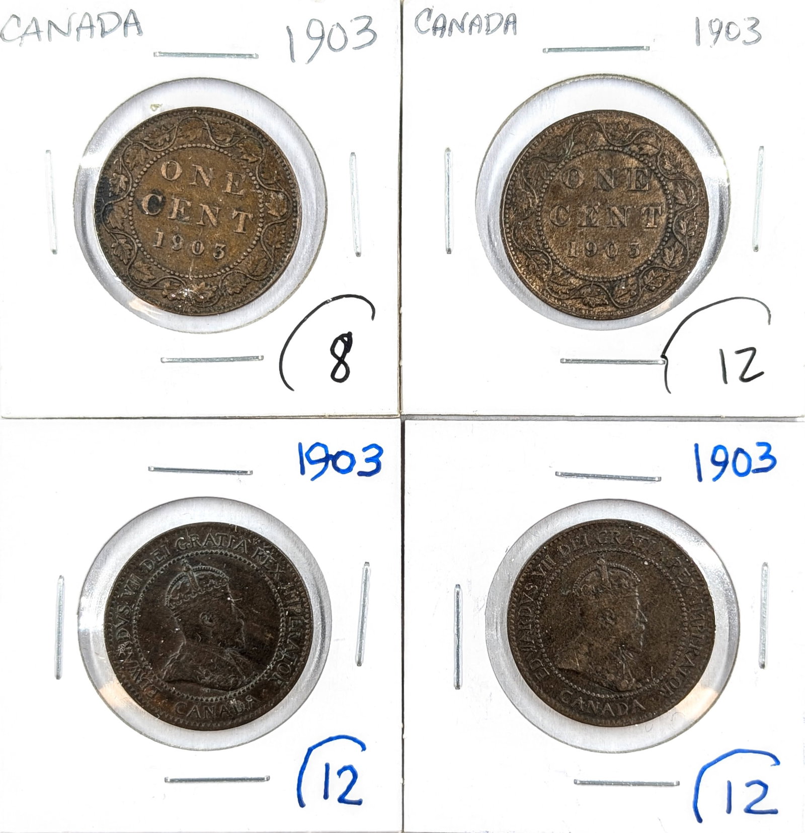 Lot of 4- 1903 Canadian Large Cents: _