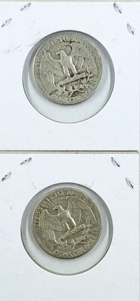 Lot of 2 Silver Washington Quarters - 1951 D/P - 2