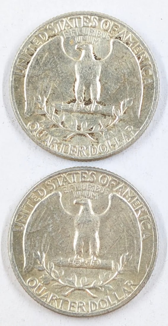 Lot of 2 Silver Washington Quarters - Both 1964 - 2