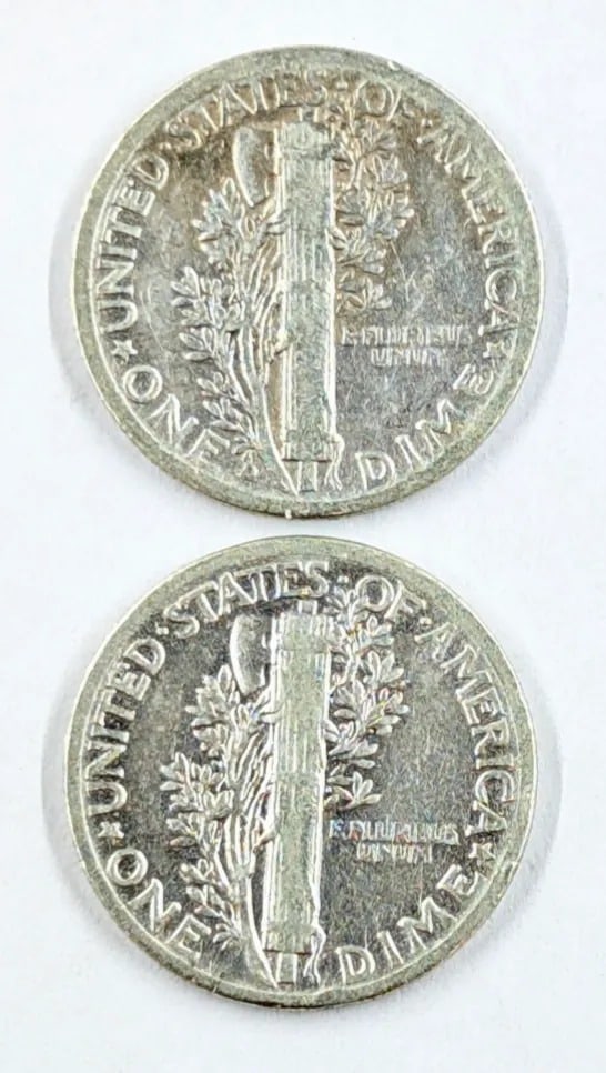Lot of 2 Silver Mercury Dimes - 1939-D, 1940 - 2