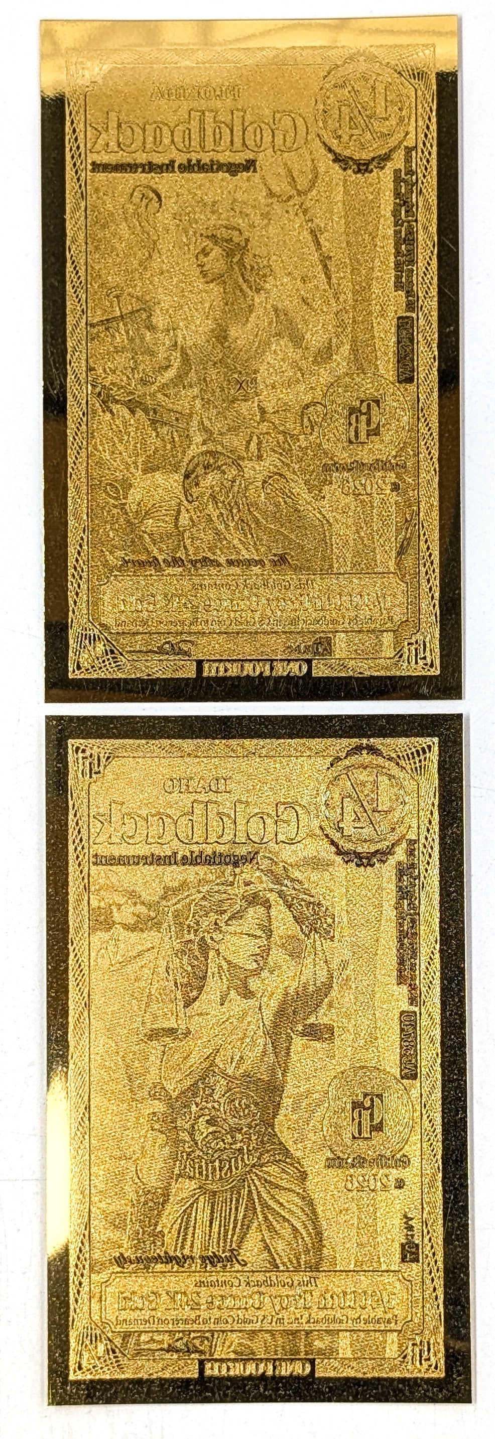 Lot of 2 - 2026 1/4 Goldbacks 1/4000th Troy Ounce 24K Gold each- Idaho, Florida - 2