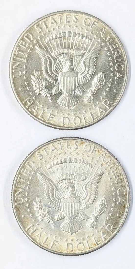 Lot of 2 Silver JFK Half Dollars 1966, 1968-D (40%) - 2