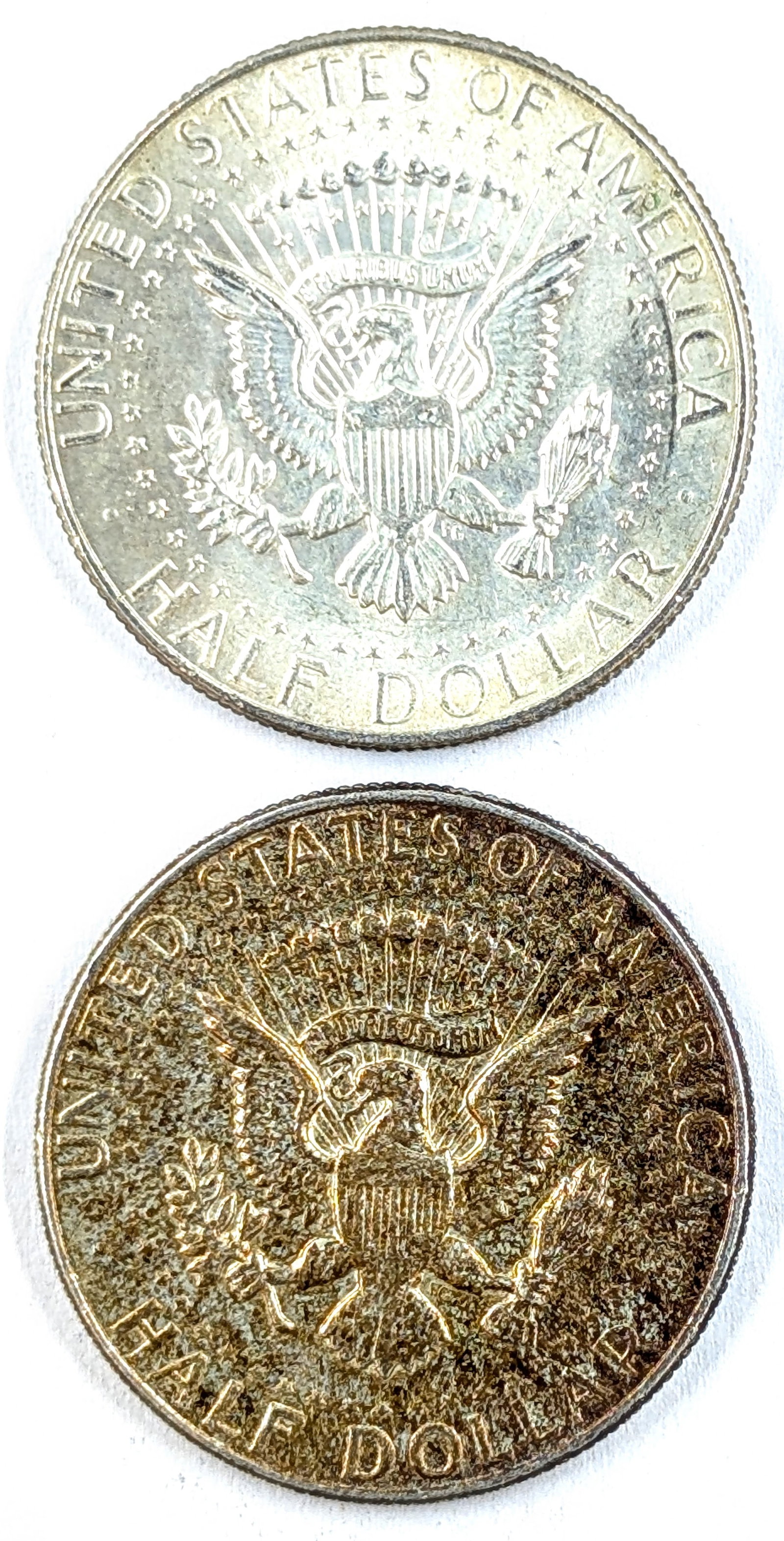 Lot of 2 Silver JFK Half Dollars 1967, 1968 (40%) - 2