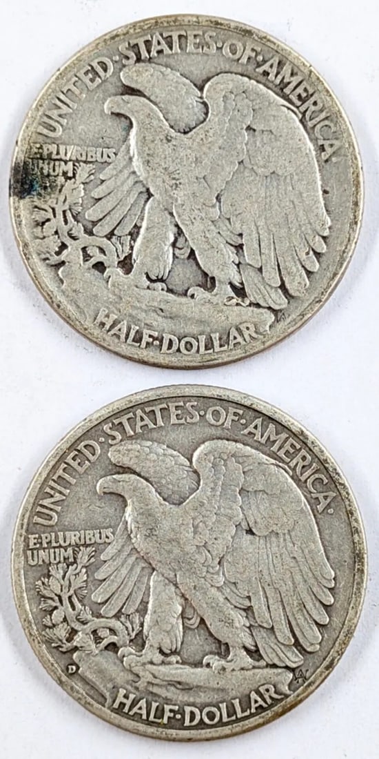 Lot of 2 Silver Walking Liberty Half Dollars - 1941, 1943-D - 2