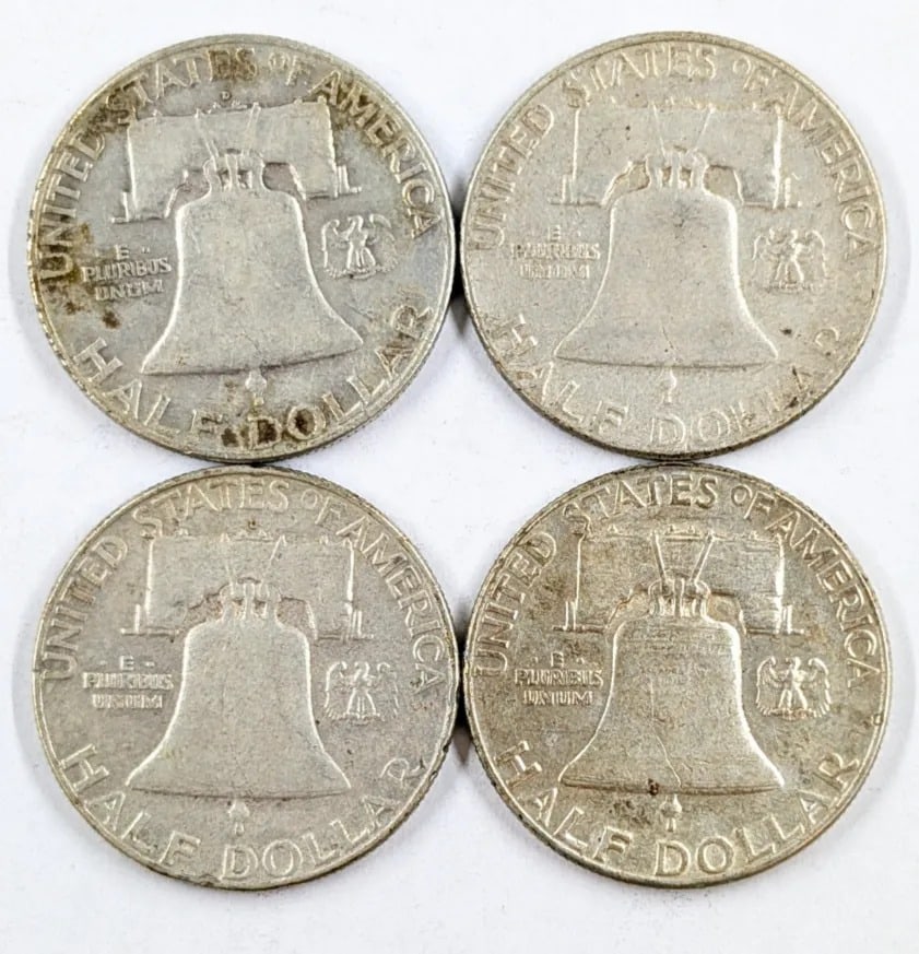 Lot of 4 Silver Franklin Half Dollars - 1961-1963 - 2