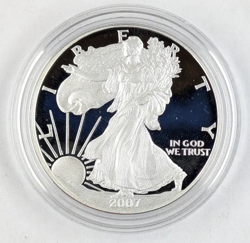 2007 Proof American Silver Eagle w/ Box & Papers - 2