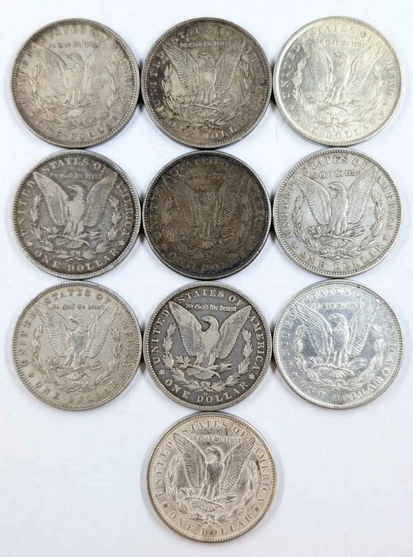 Lot of 10 Morgan Silver Dollars - 1880-1899 - 2