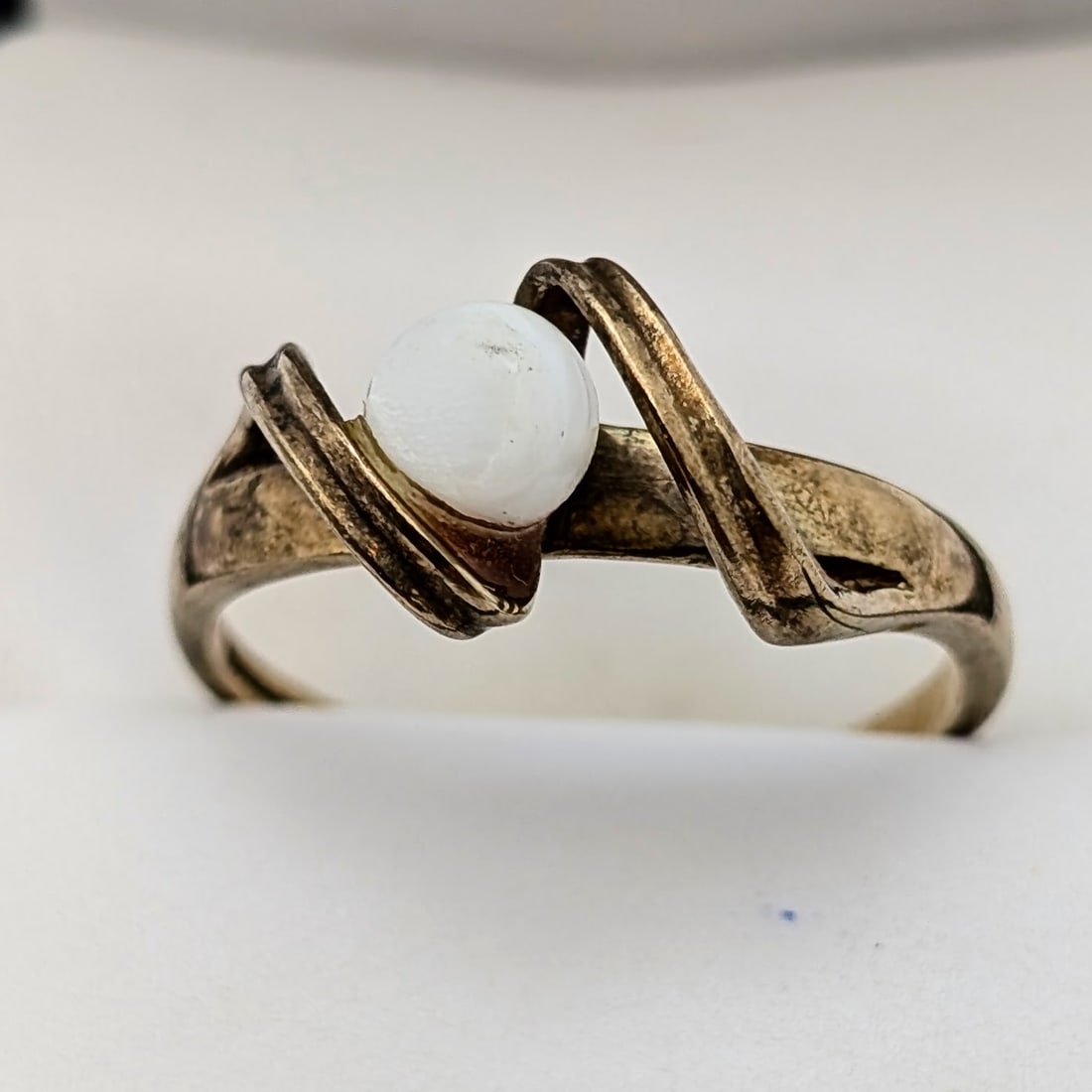 Antique 14k Gold Pearl Bypass Ring- 2.78g: Size 9.75