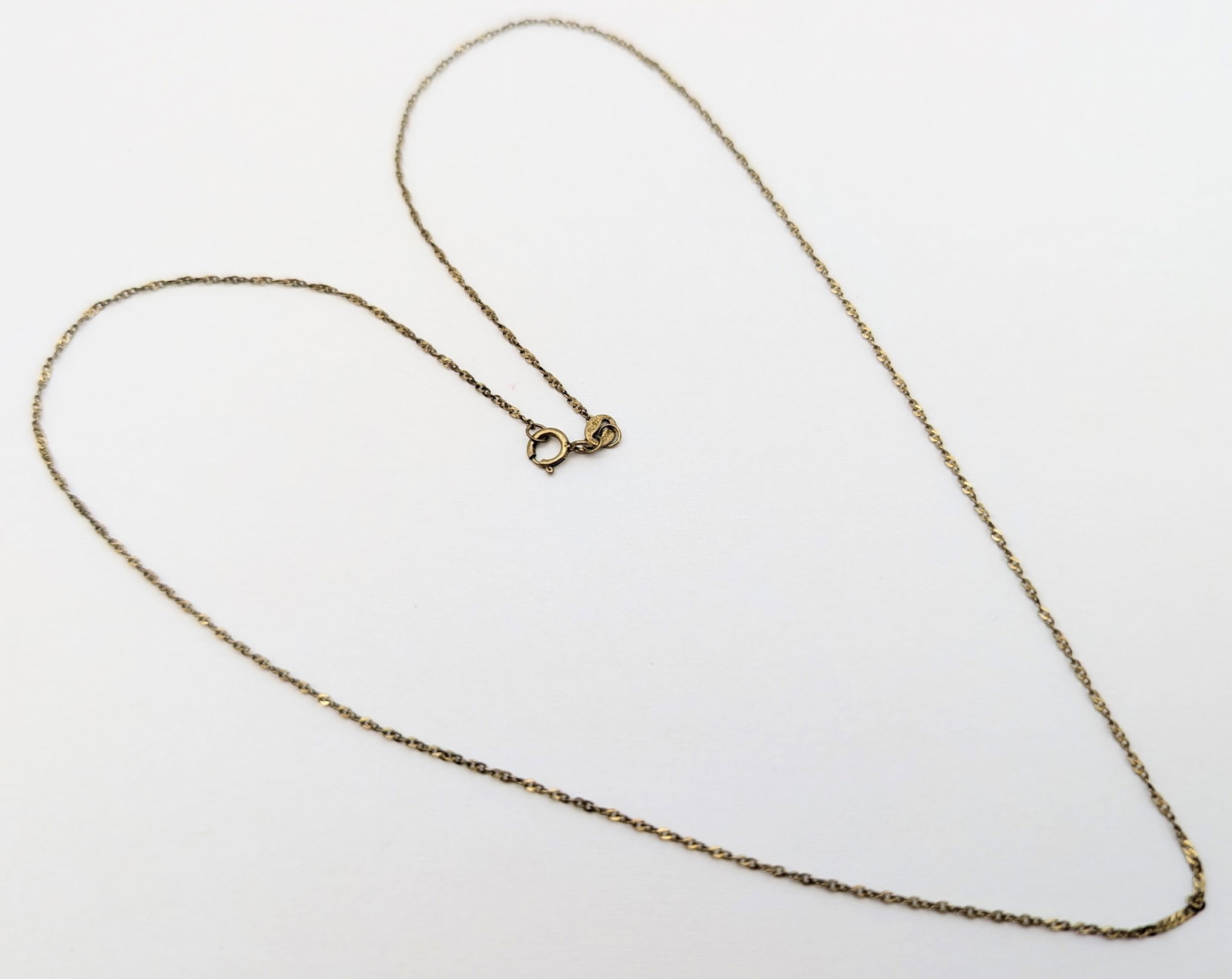 Sterling Silver Rolled Gold Rope Chain Necklace: Length 18in