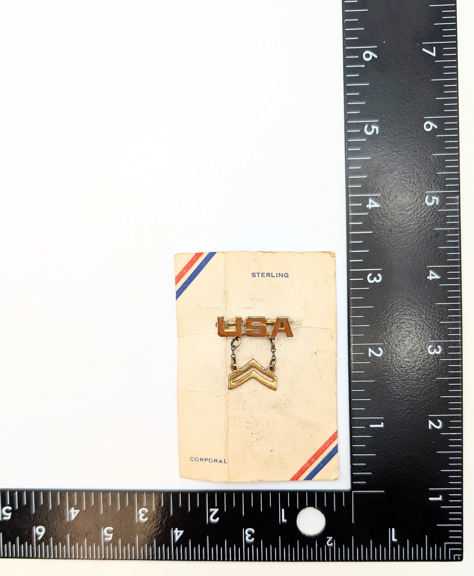 Vintage Sterling Silver Gold Toned World War I or II U.S.A Corporal Pin - 4