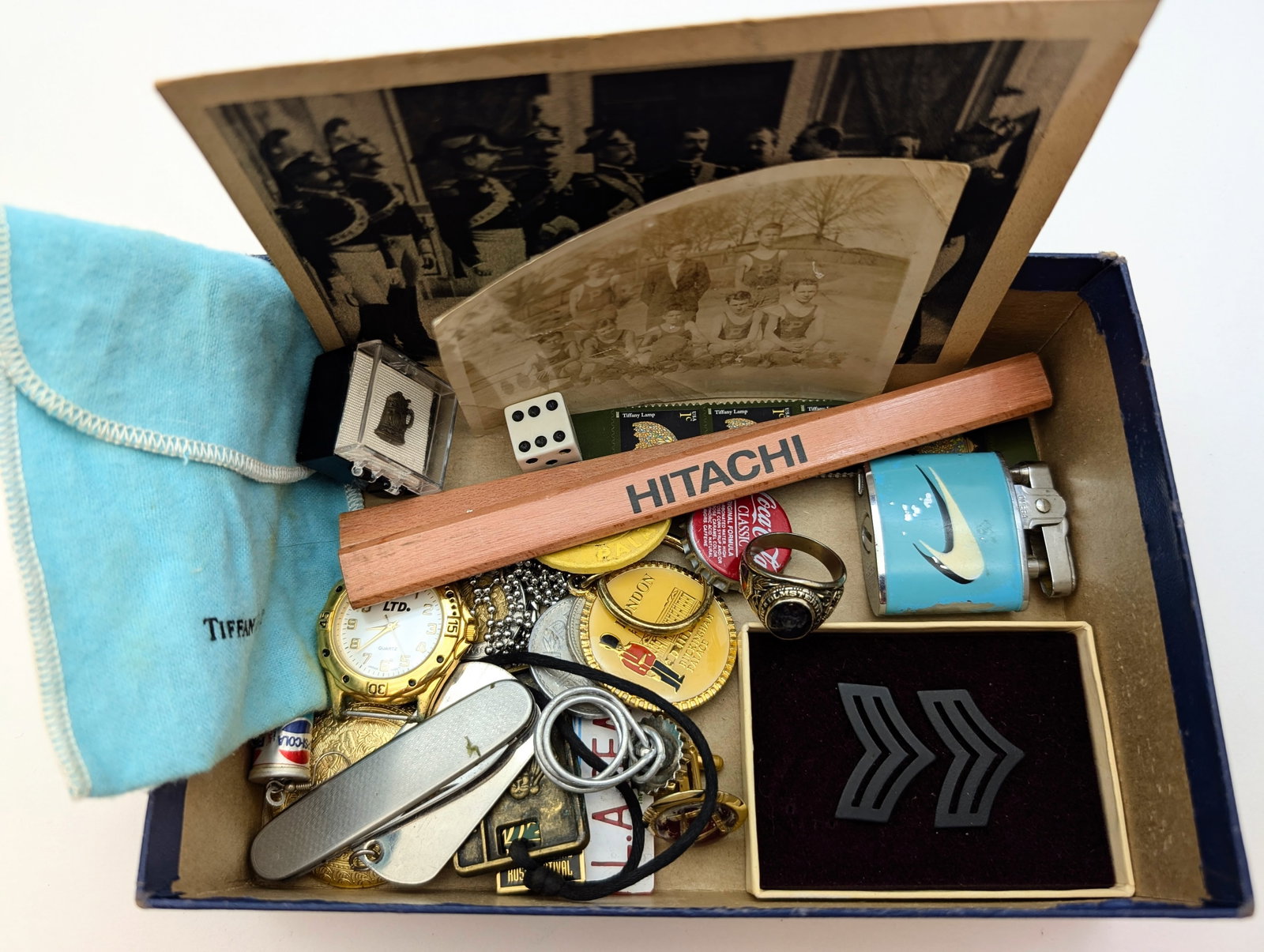 Lot of Vintage Collectibles: Hitachi Pencil, Various Jewelry Items, Old Photos, etc: _