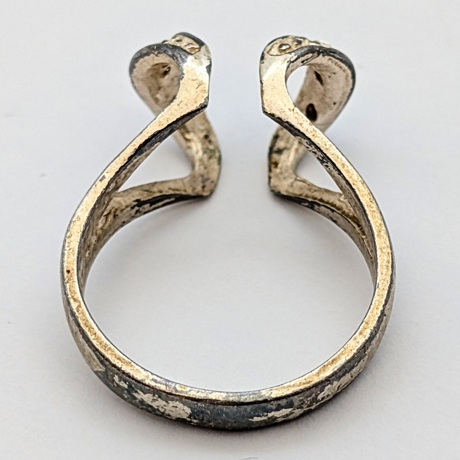 Sterling Silver Jacket Band Ring w/ Clear Stones - 5