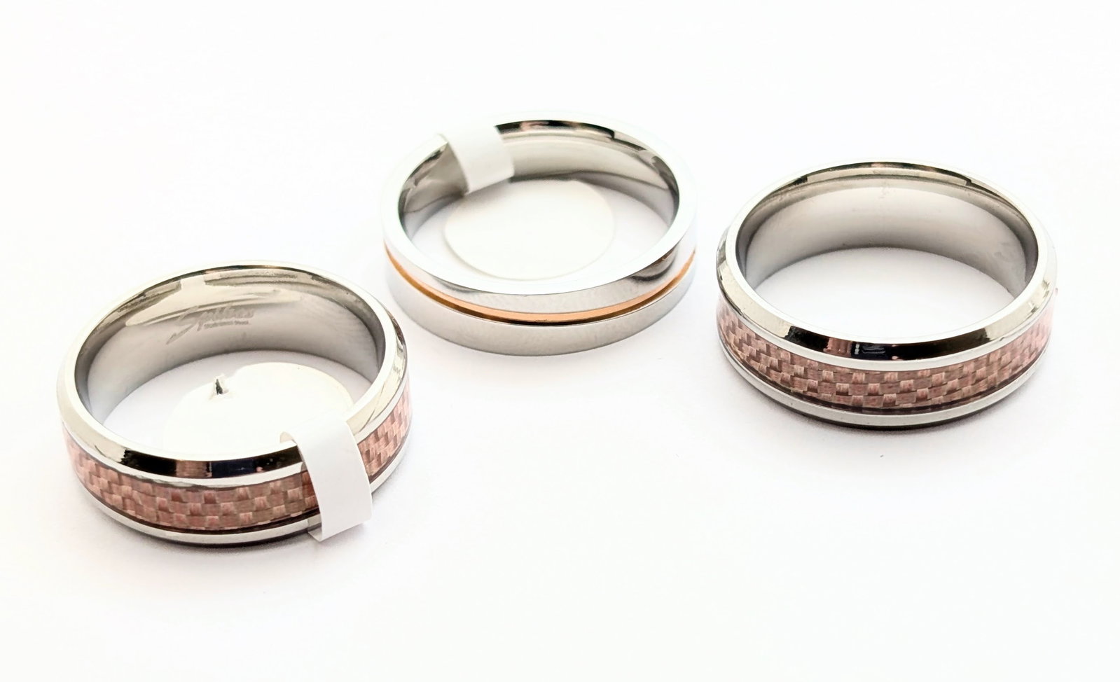 Lot of 8 New Stainless Steel Unisex Ring Bands - 3