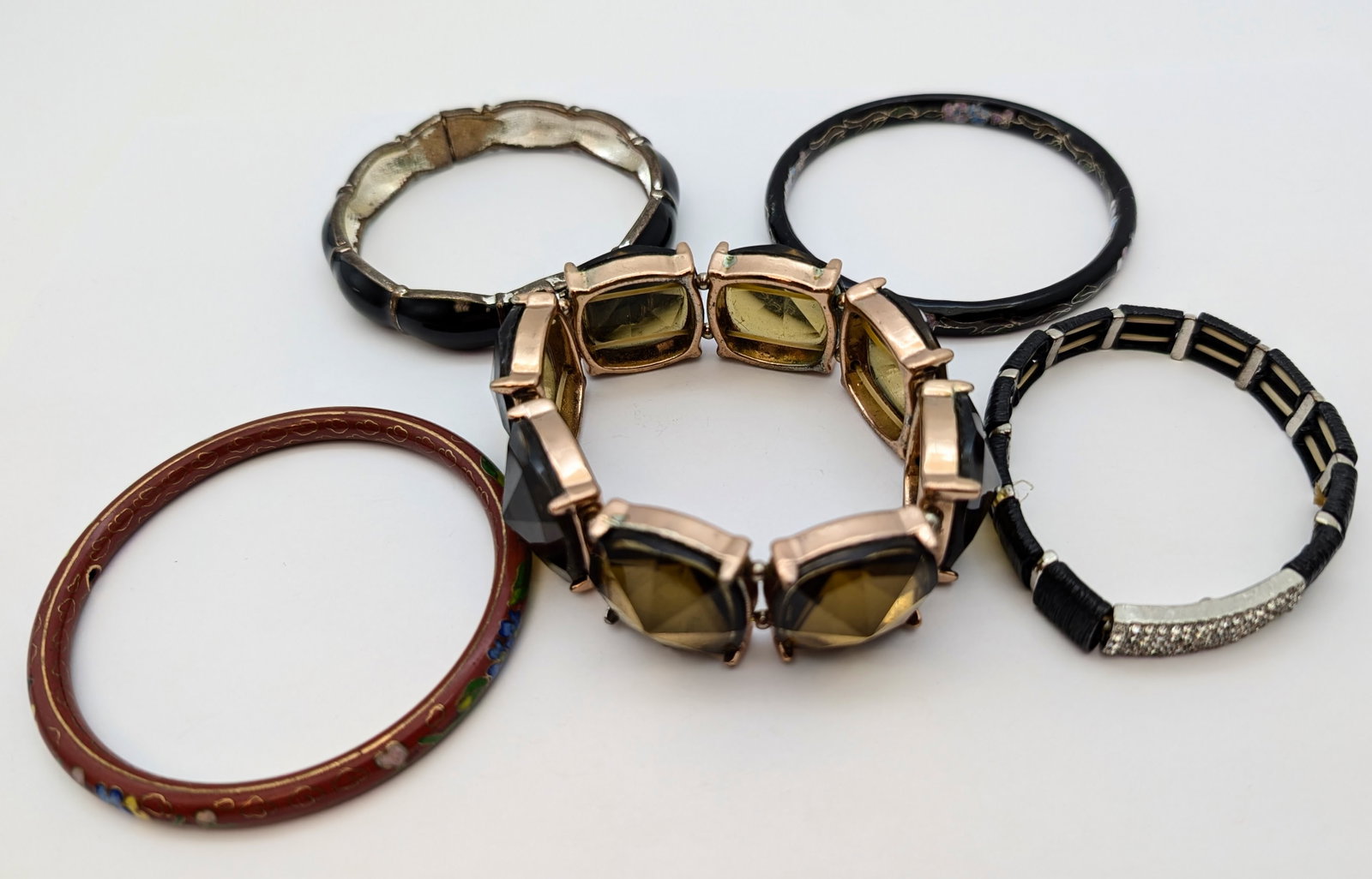 Lot of 5 Vintage Bracelets- Bangle and Beaded Styles - 2