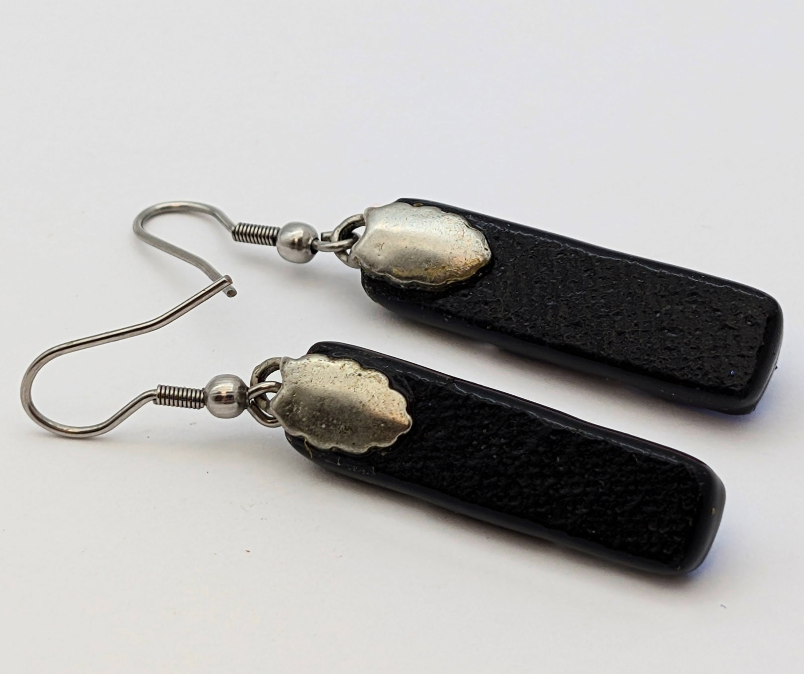 Dichroic Glass Dangle Earrings- Beautiful color combo - 3