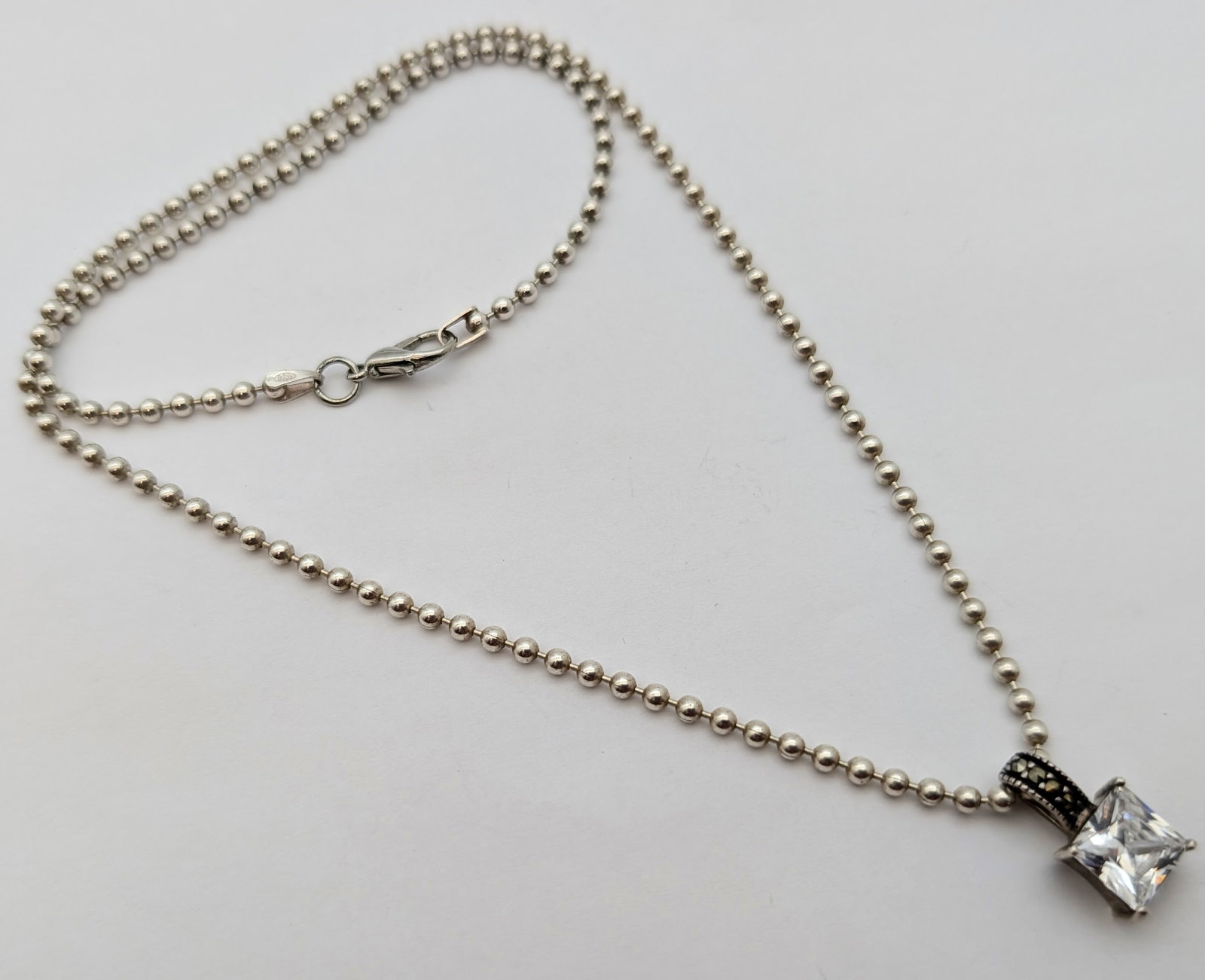 Timeless Sterling Silver Necklace w/ Square Pendant - 2