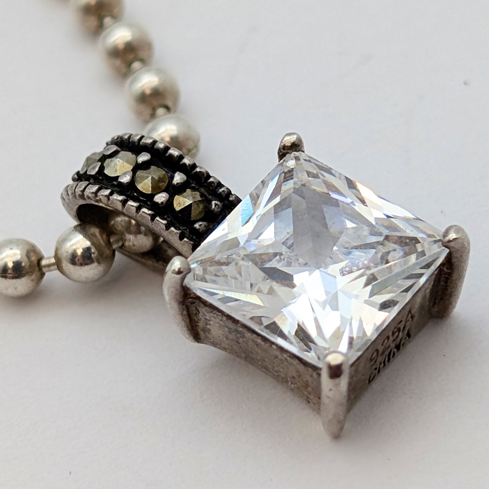 Timeless Sterling Silver Necklace w/ Square Pendant - 3