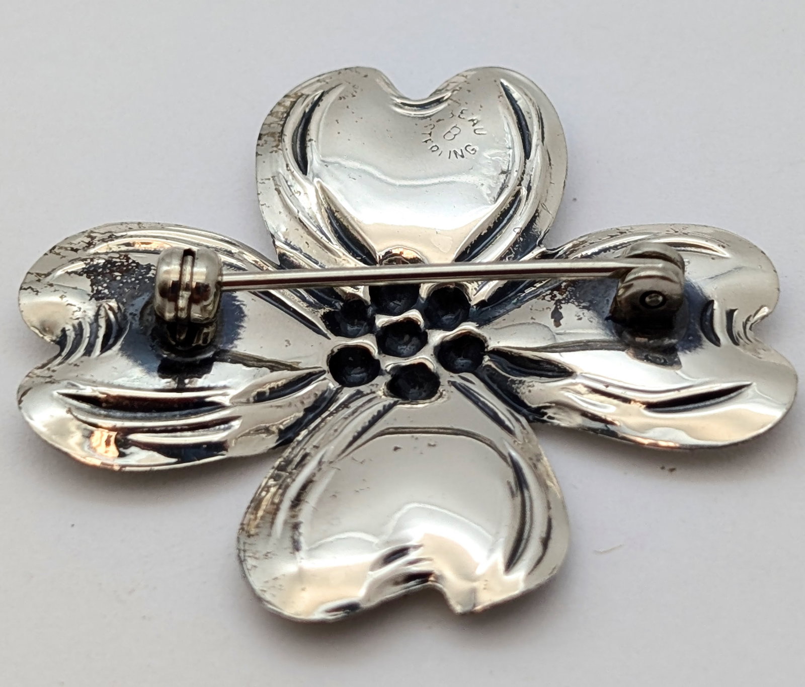 Vintage Beau Sterling Silver Dogwood Flower Brooch - 3