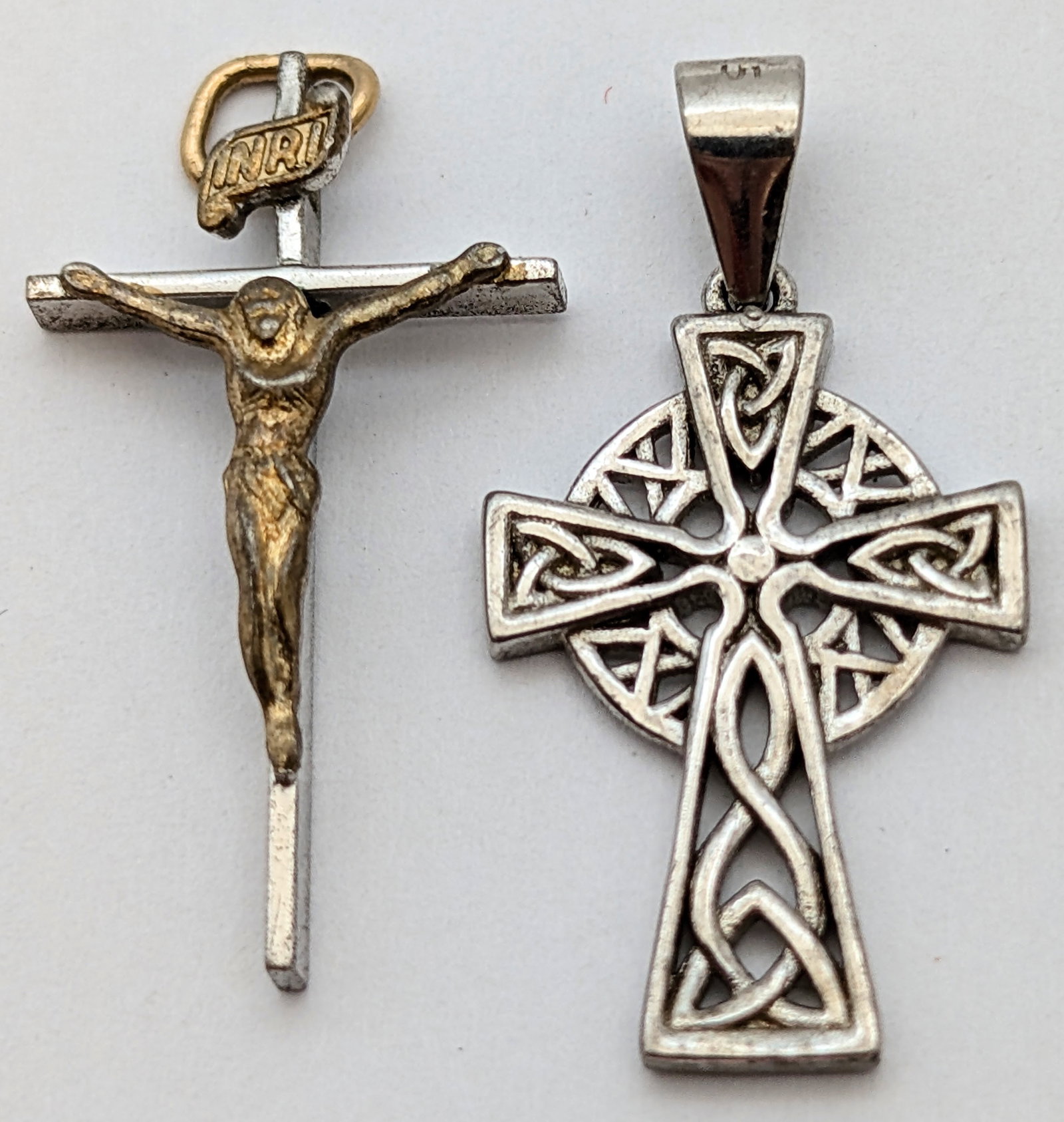 Lot of 5 Sterling Silver Pendants- Flower, Art Deco, Cross, etc - 2