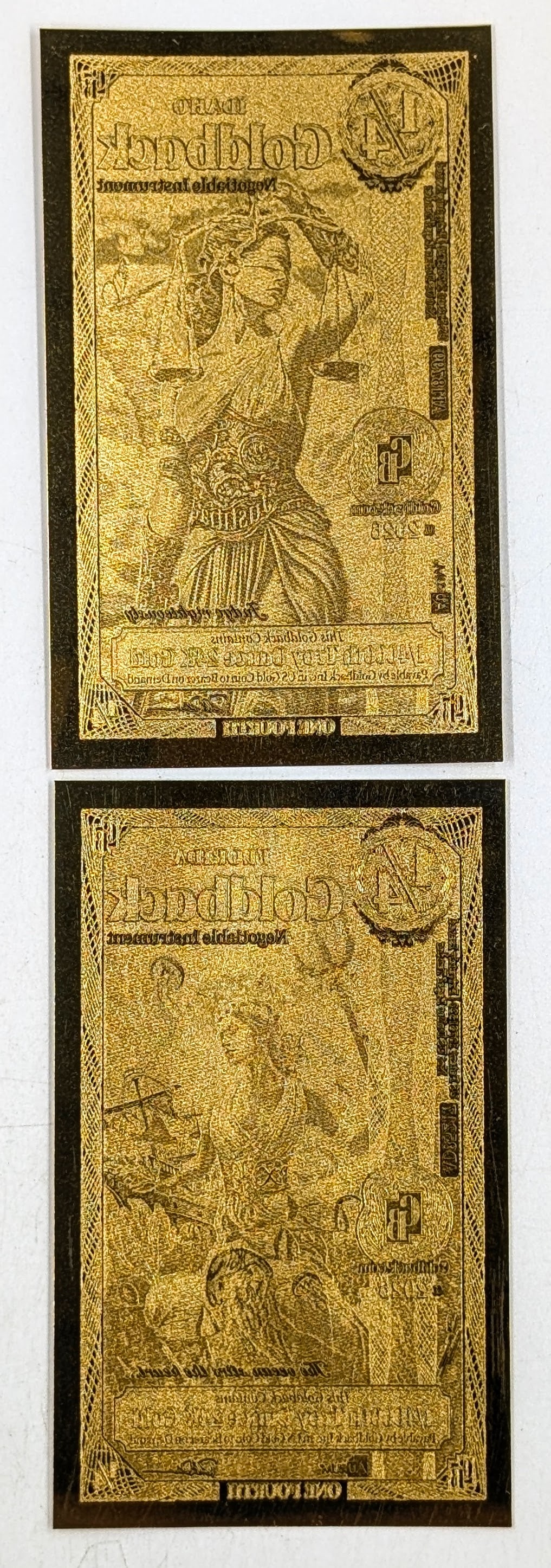 Lot of 2 - 2026 1/4 Florida & Idaho Goldbacks 1/40000th Troy Ounce 24K Gold each - 2