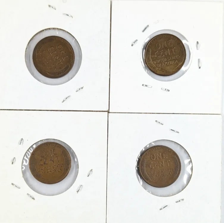 Lot of 4 Wheat Cents- 1935-1939 - 2