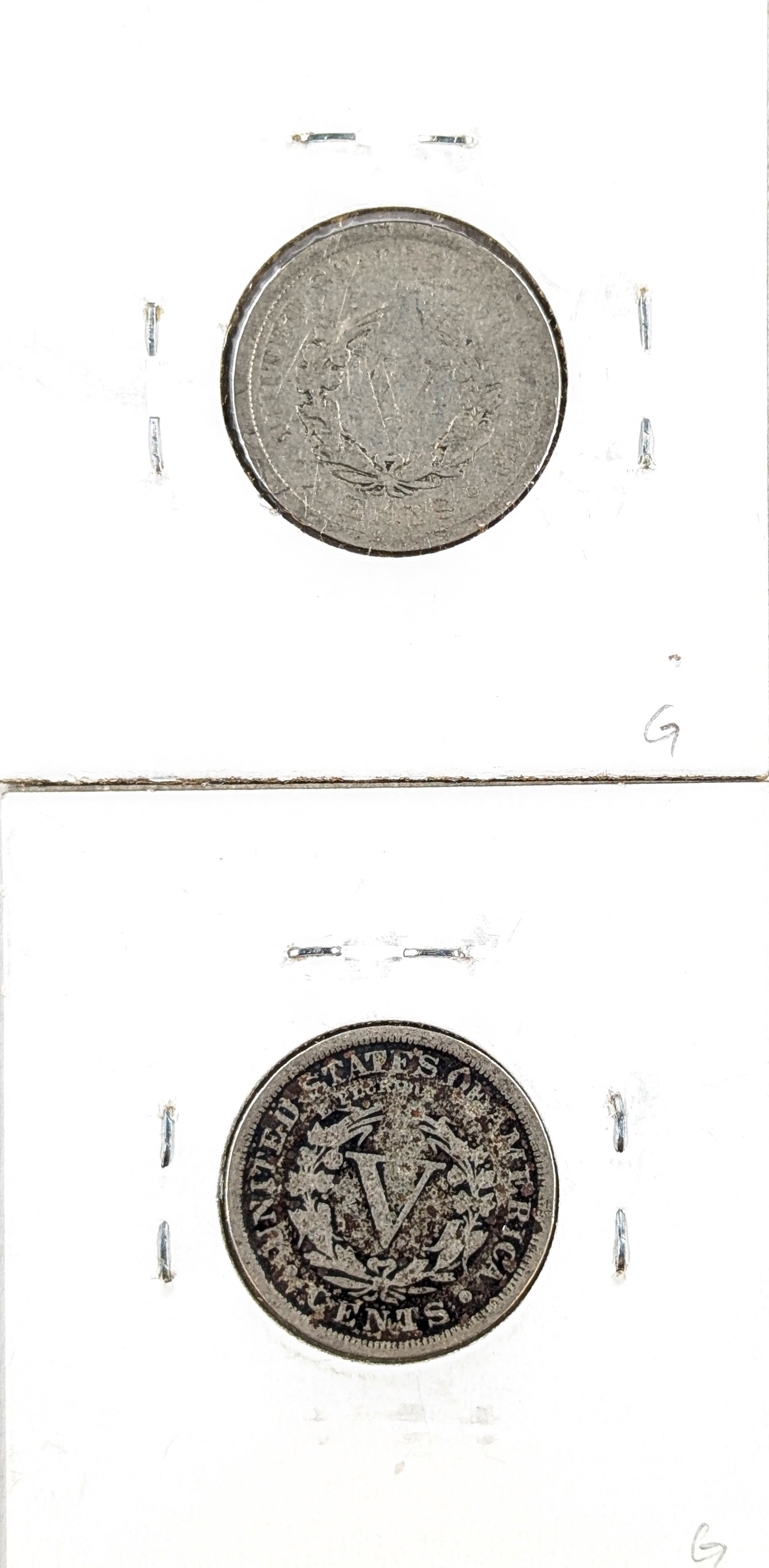 Lot of 2- V Nickels- 1904, 1906 - 2