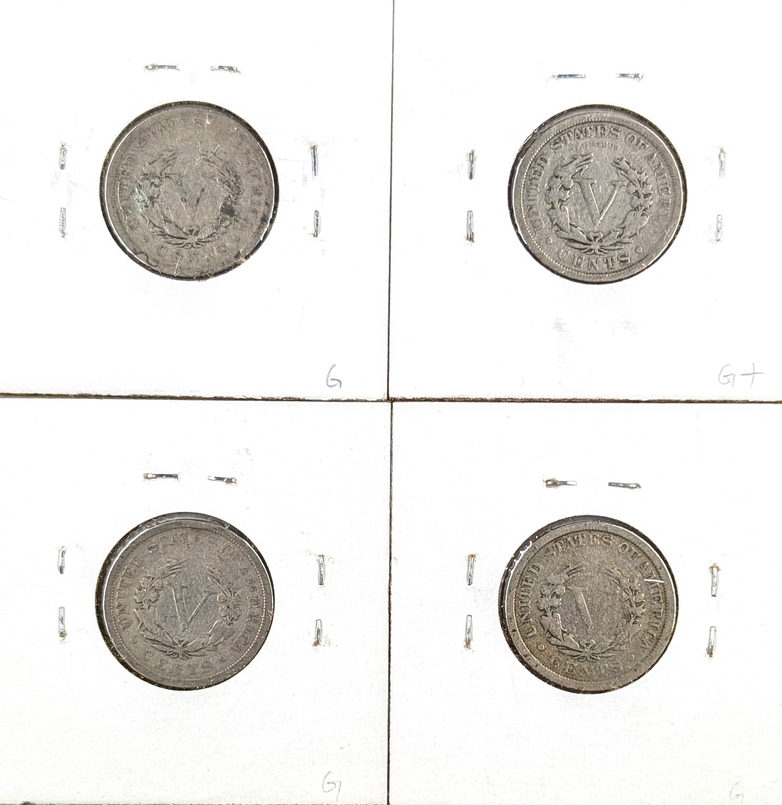 Lot of 4- V Nickels- 1903-1906 - 2