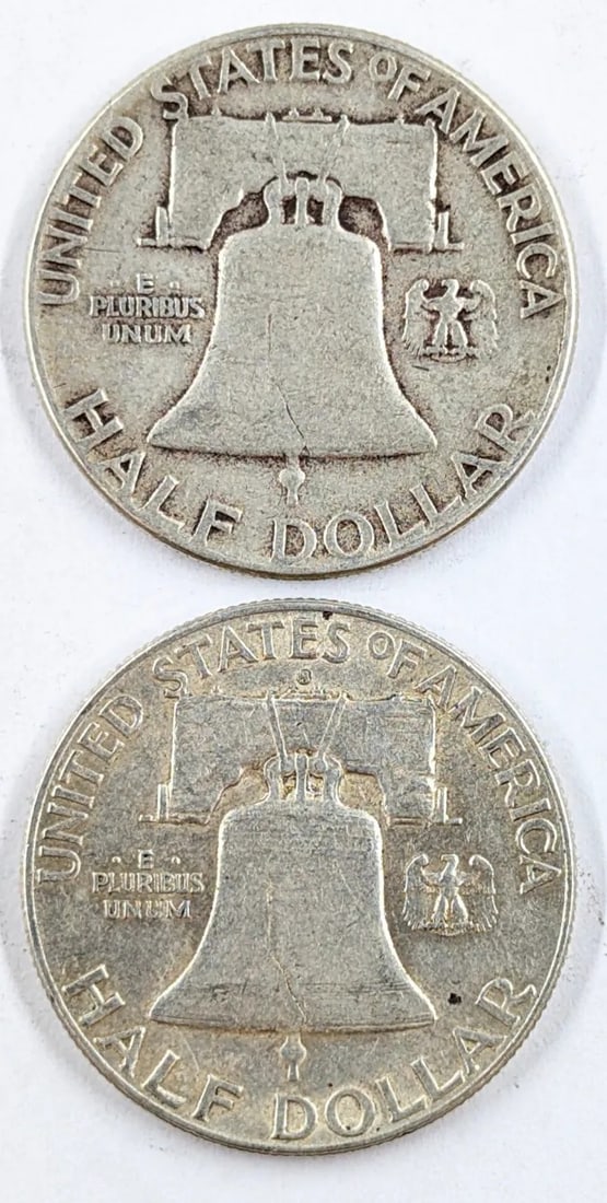 Lot of 2 Silver Franklin Half Dollars - 1951 P/S - 2