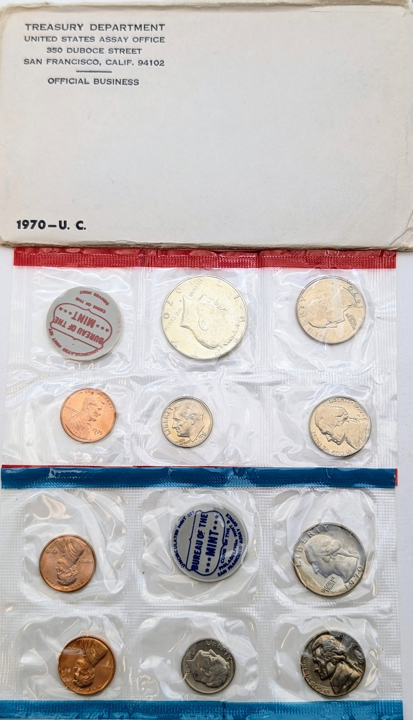 1970 US Mint Uncirculated Set w/ Silver JFK Half: 40% Silver