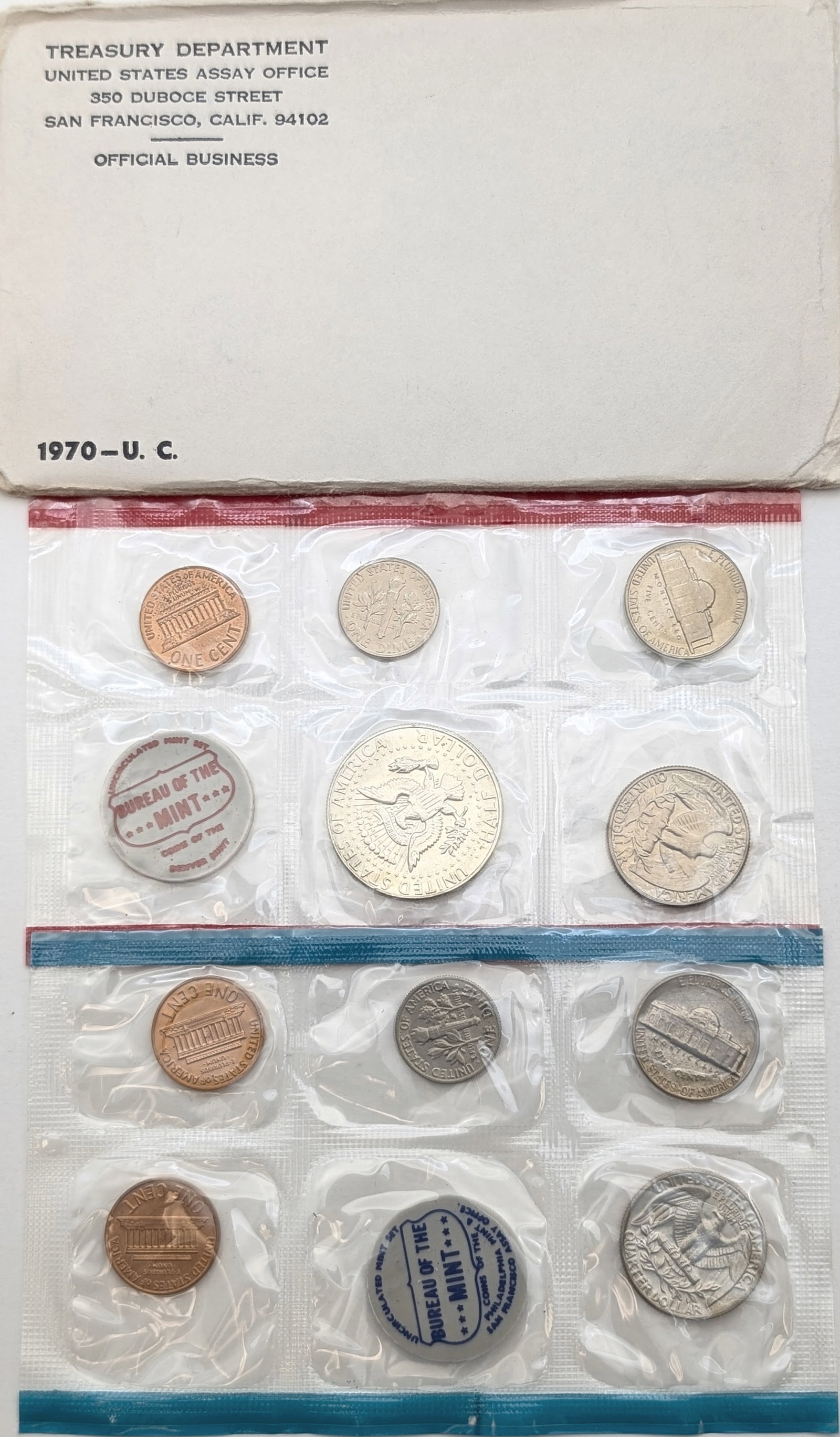 1970 US Mint Uncirculated Set w/ Silver JFK Half - 2