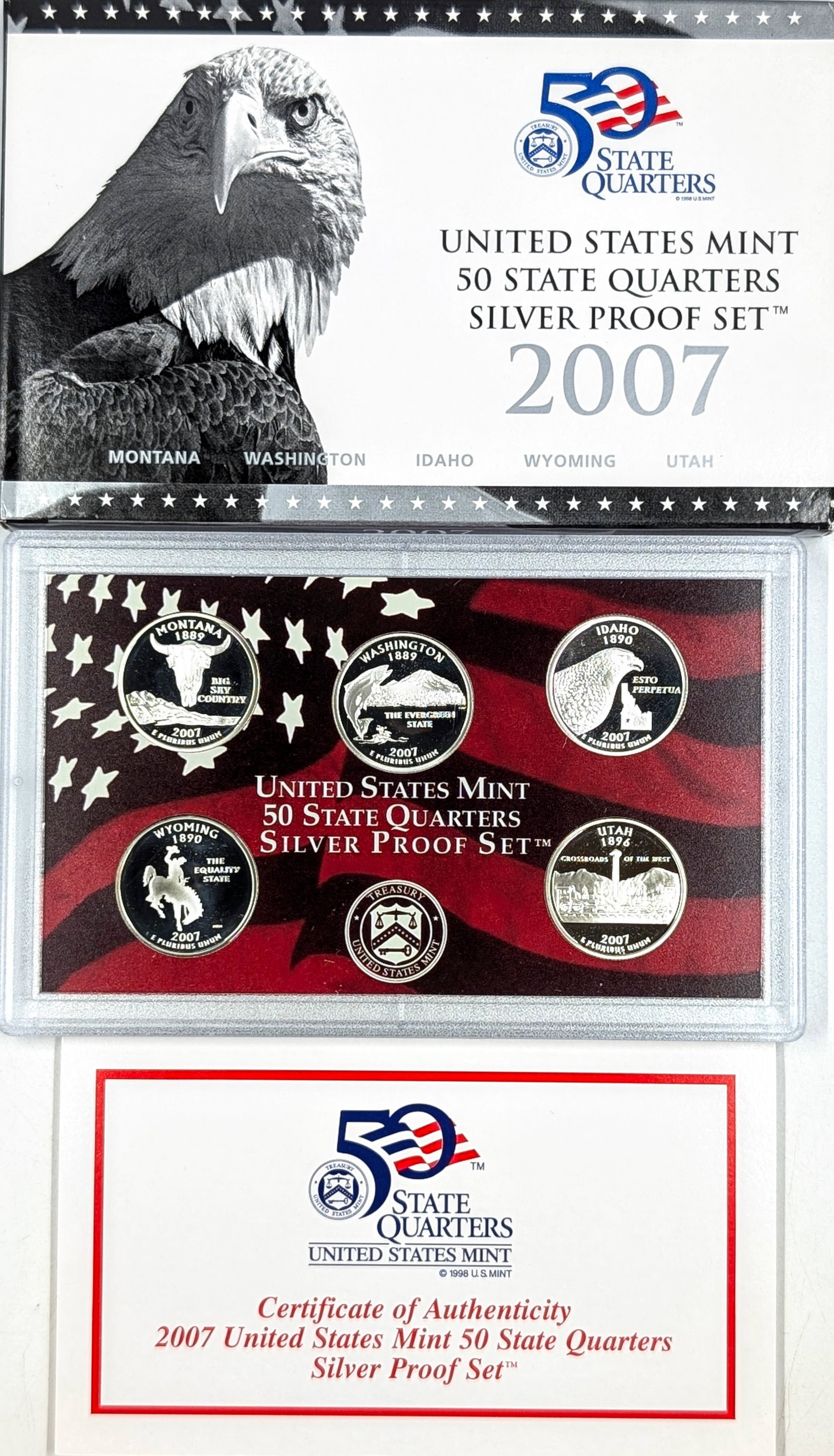 2007 US Mint 50 State Quarters Silver Proof Set: _