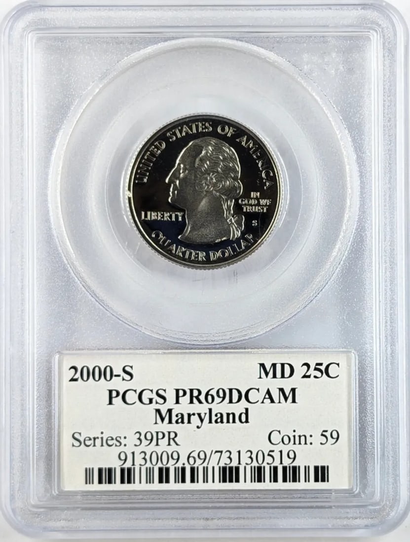 PCGS 2000-S PR 69 Washington State Quarter- Maryland - 2