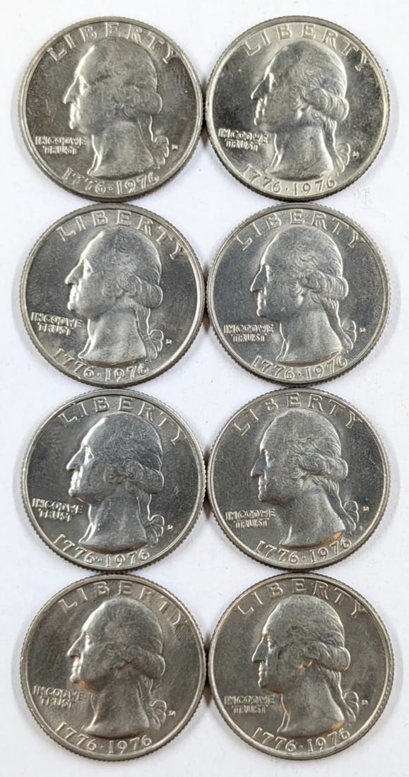 Lot of 8- 1976 Bicentennial Washington Quarters- Most Uncirculated: _