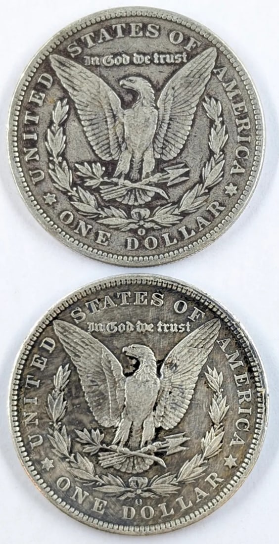 Lot of 2 Morgan Silver Dollars - 1900-O, 1904-O - 2