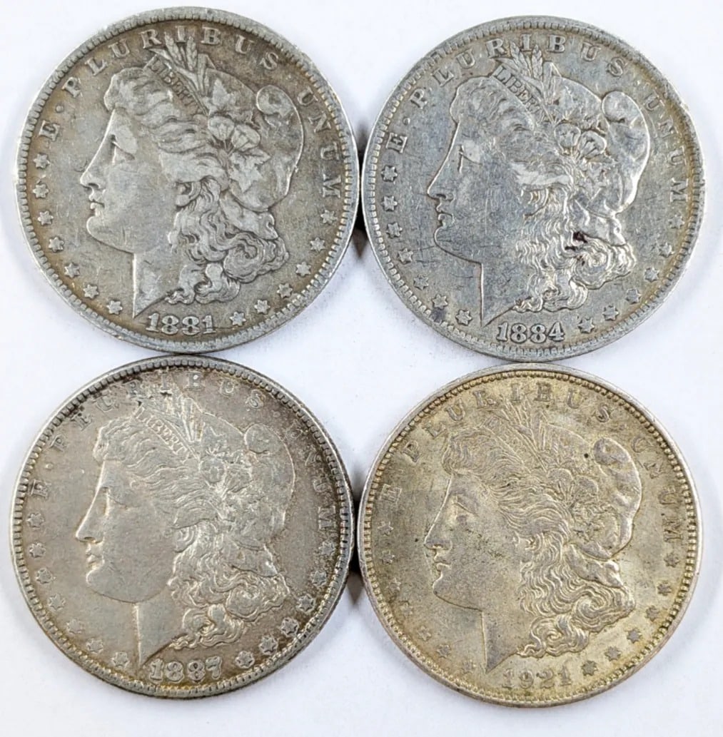 Lot of 4 Morgan Silver Dollars - 1981-1921: _