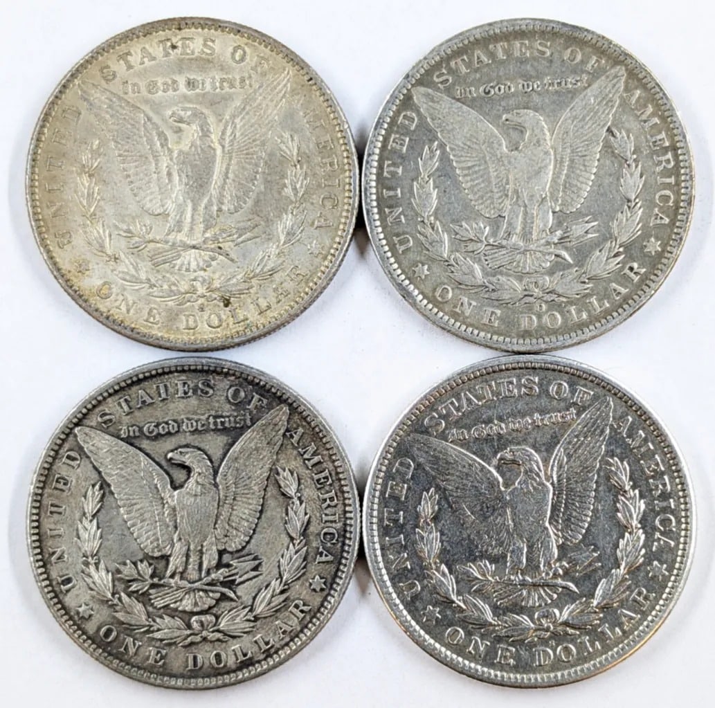 Lot of 4 Morgan Silver Dollars - 1990-1921 - 2