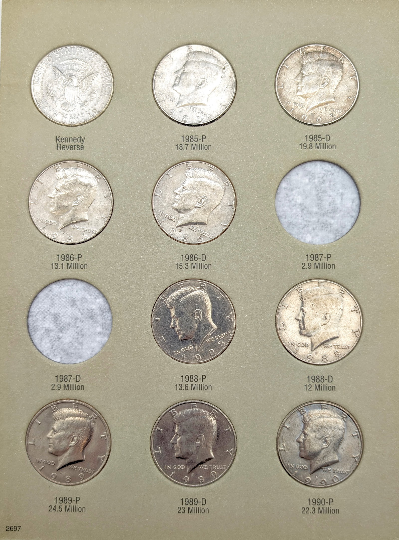 Kennedy Half Dollar 1985-1999 Coin Album - 2