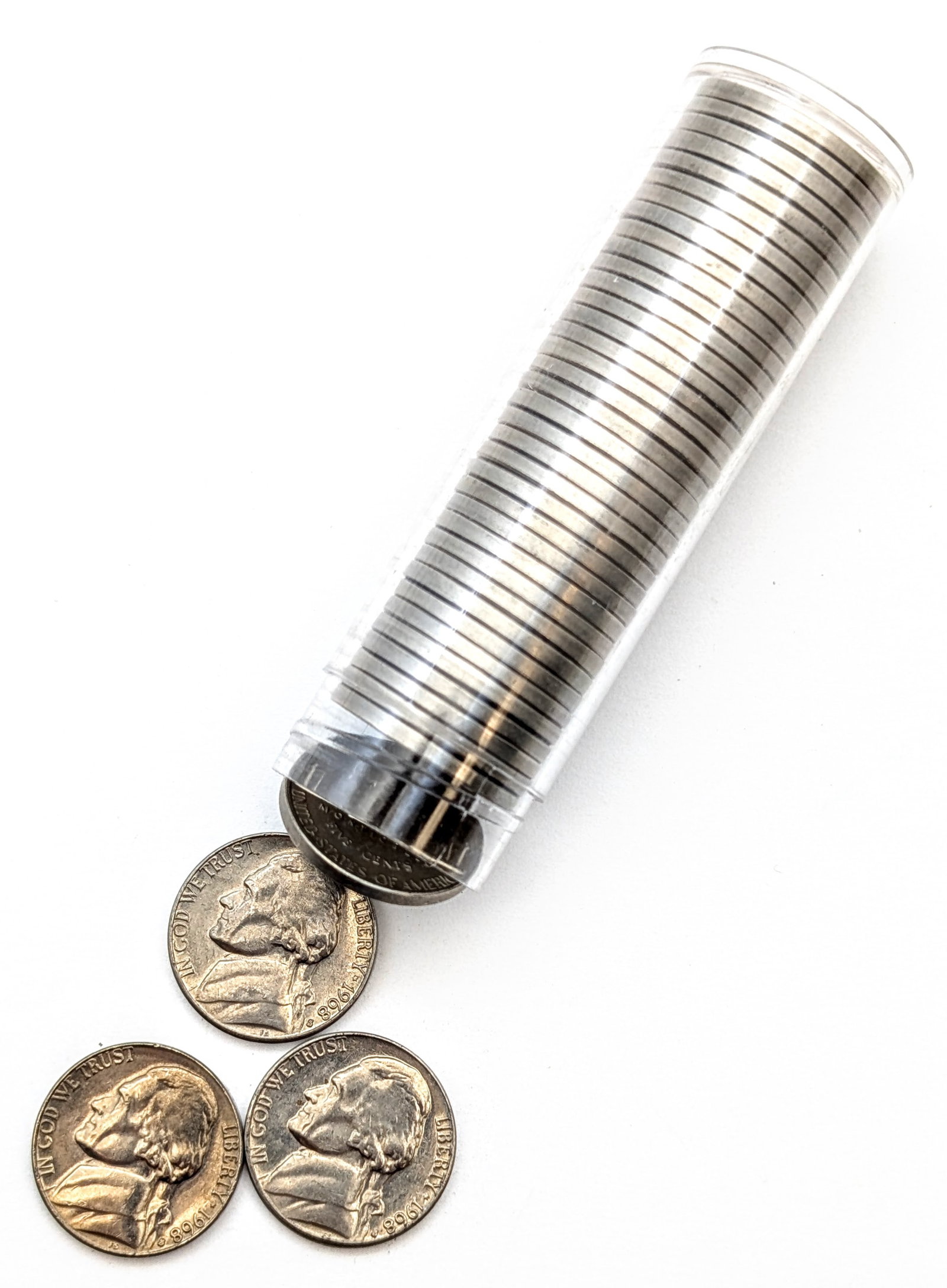Tube of 40- 1968-S Uncirculated Jefferson Nickels: _