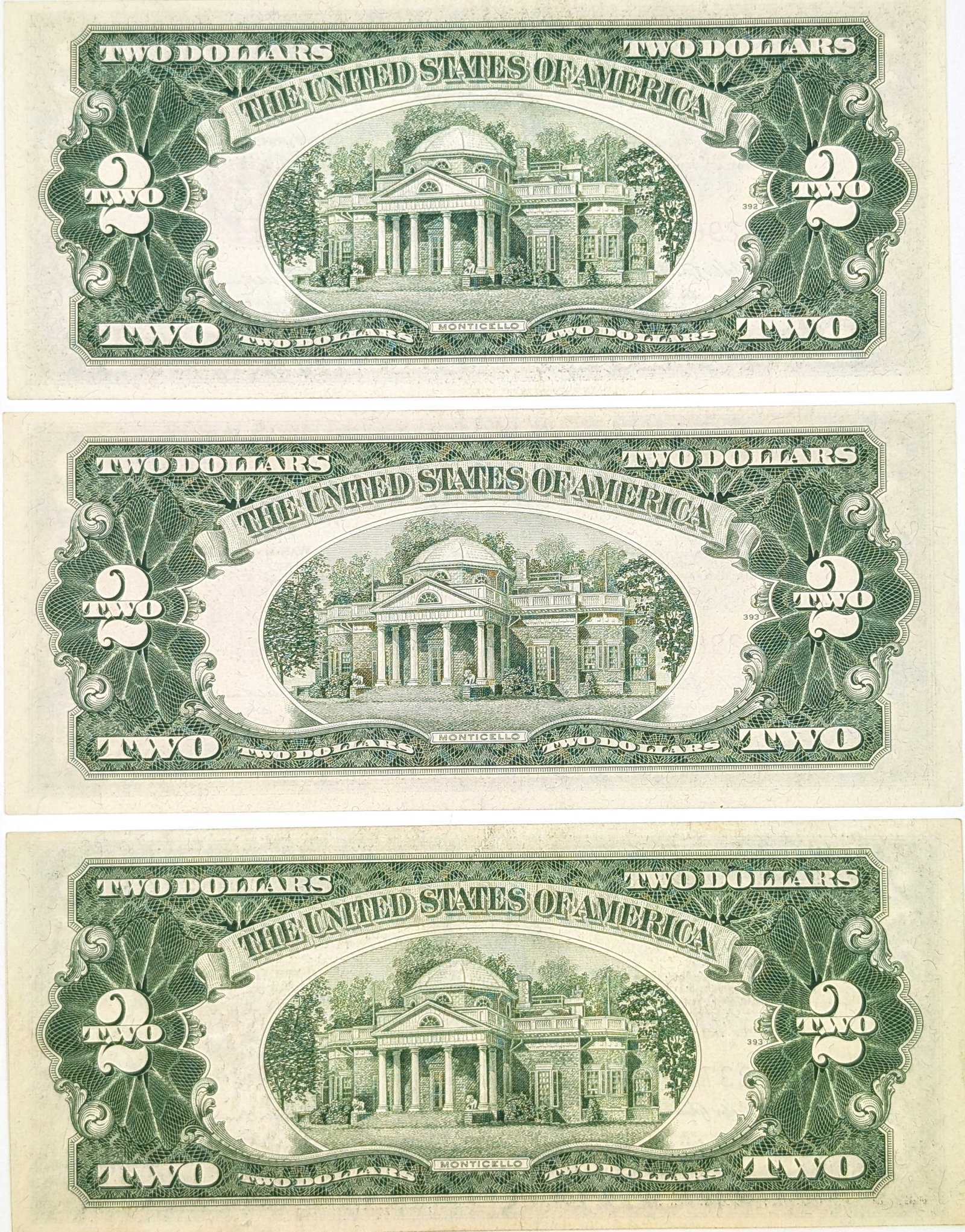 Lot of 3 - 1953 $2 Notes - Red Seals - 2