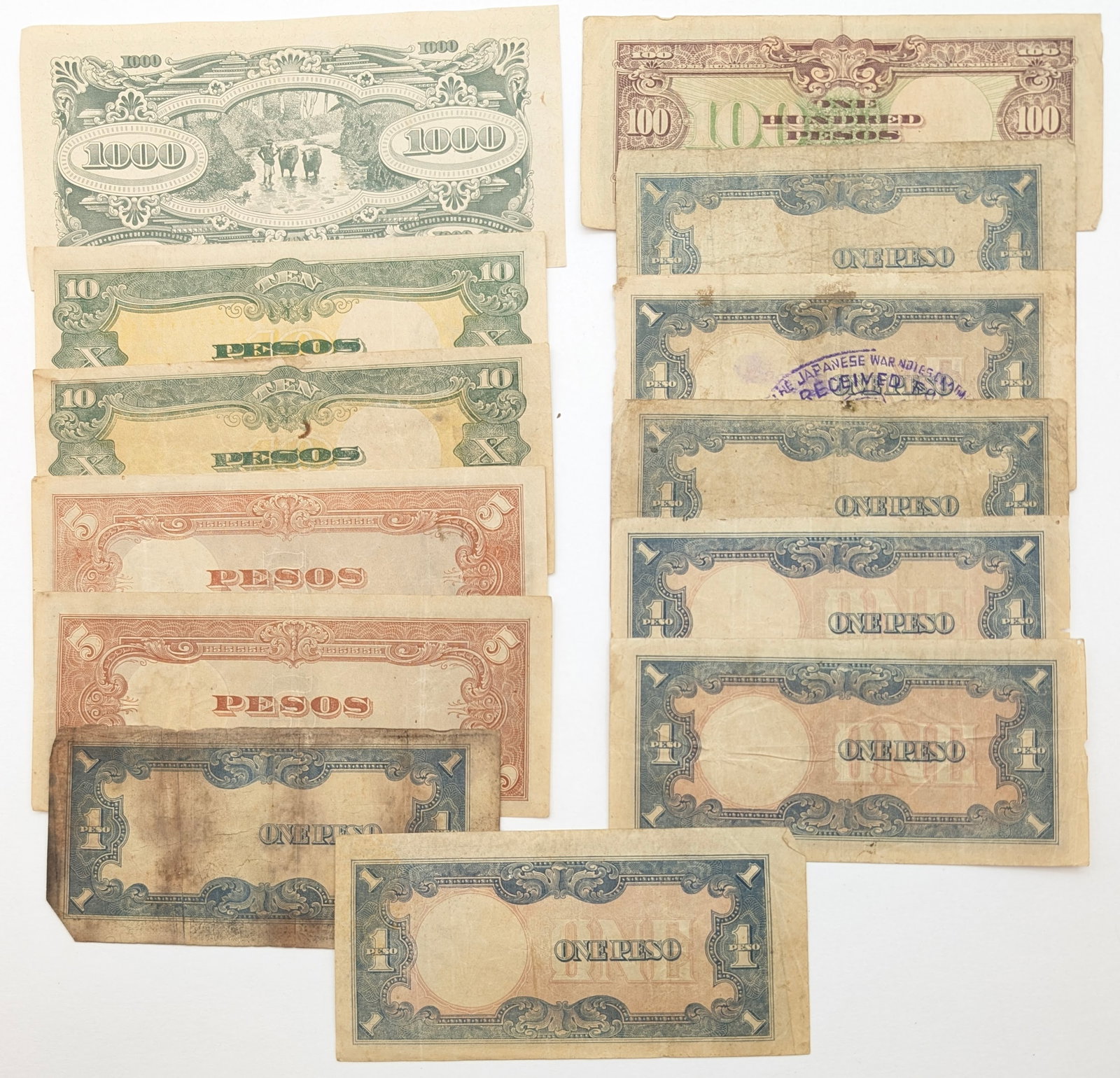 Large Lot of World War II Japanese Pesos Banknotes - 2