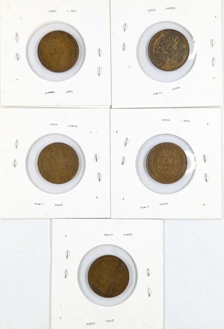 Lot of 5 Wheat Cents- 1931-1939 - 2