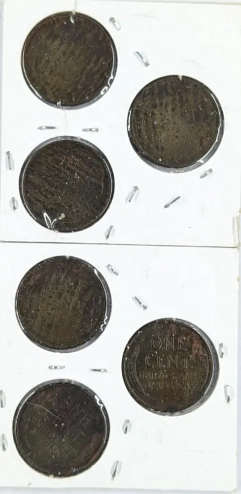 Lot of 5 Wheat Cents- 1942 P/D/S, 1944 P/D/S - 2