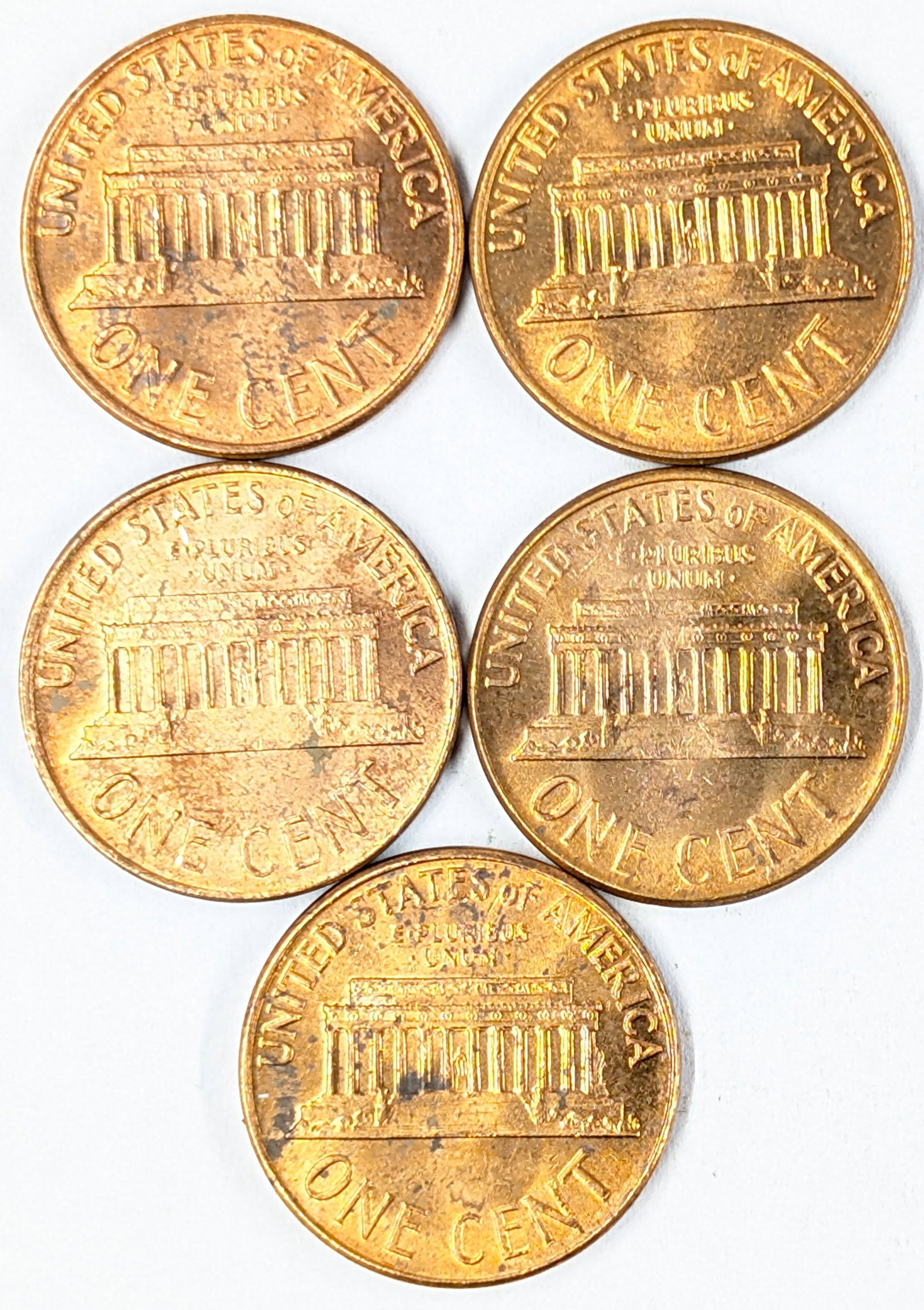 Lot of 5 Uncirculated Lincoln Cents- 1961-1968 - 2